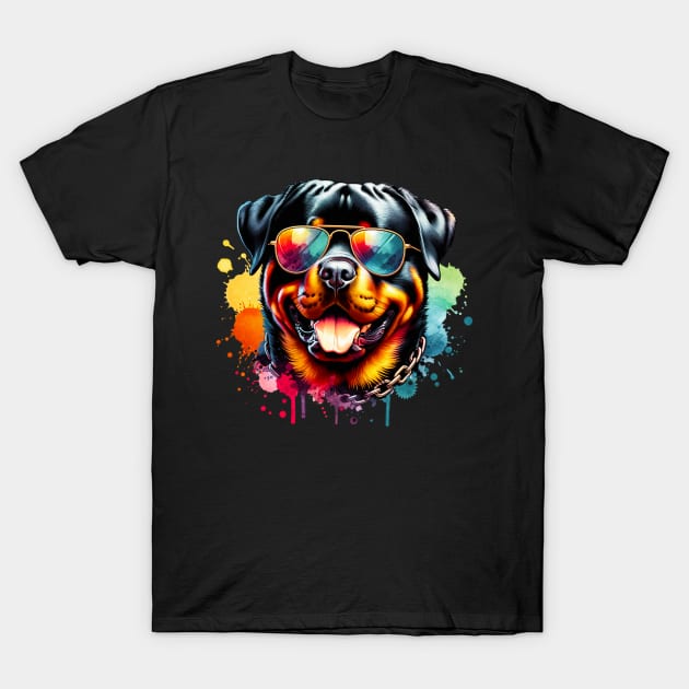 Watercolor Rottweiler Dog T-Shirt by The Jumping Cart